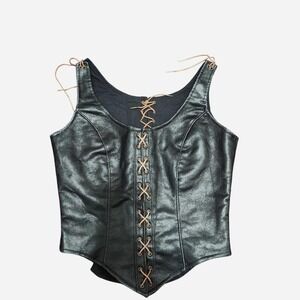 Vintage leather lace up vest size M